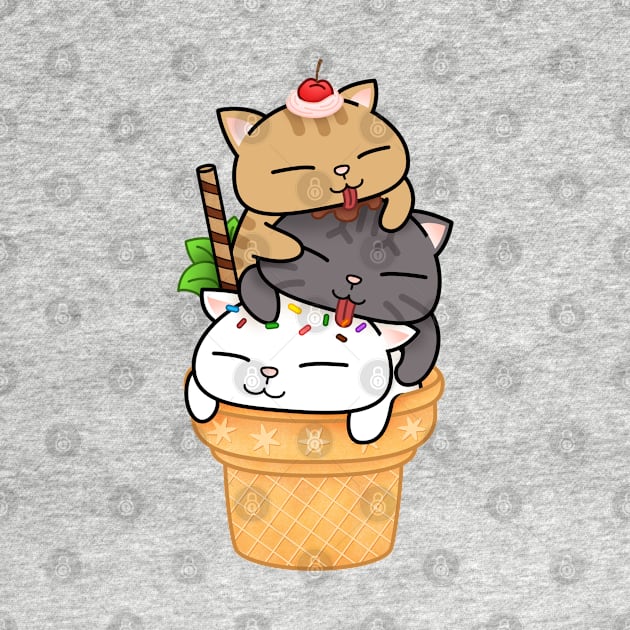 Chubby Cat Ice Cream Tower by Takeda_Art